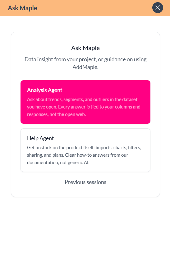 Choose Analysis Agent in Ask Maple