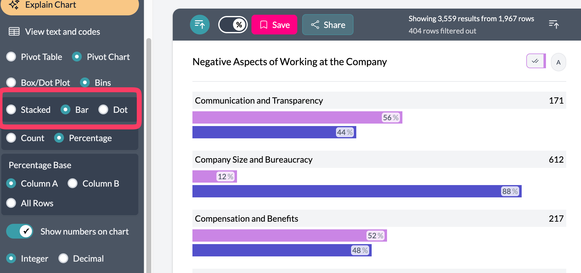Select bar from left menu