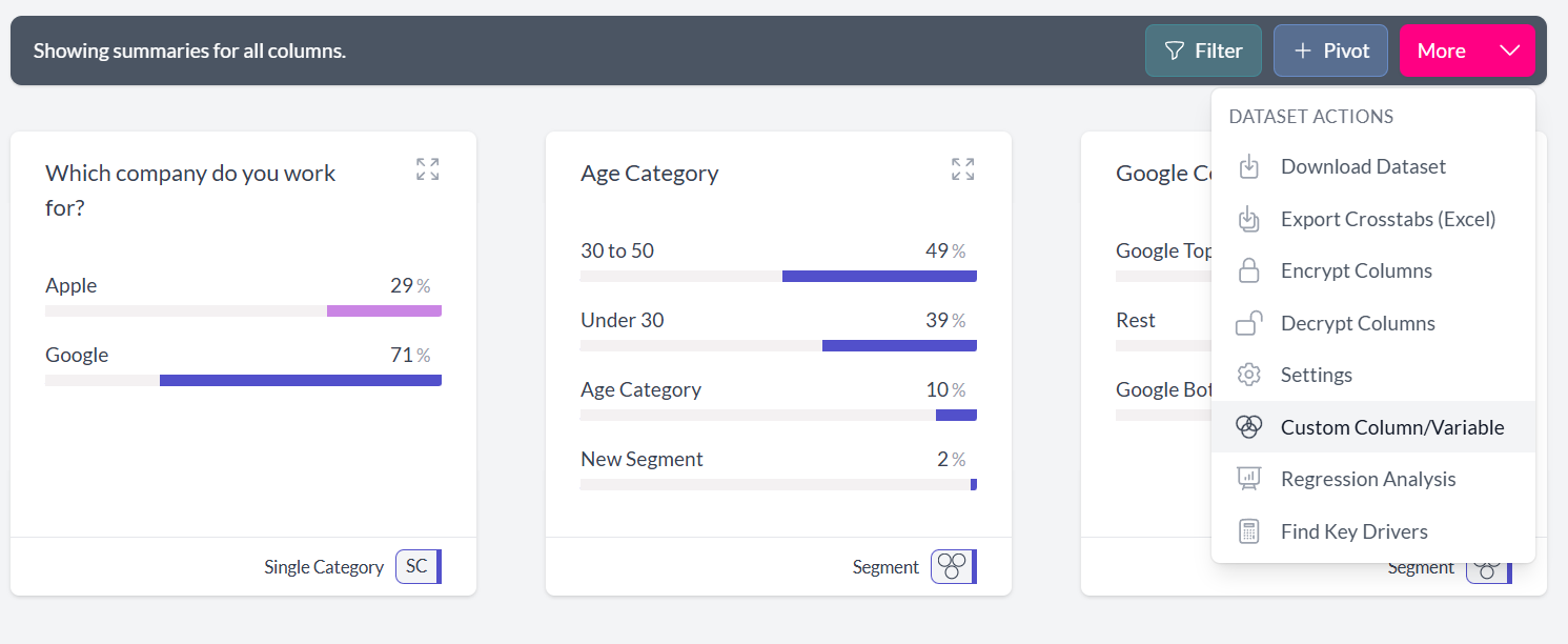 Open Custom Column/Variable from the More menu.
